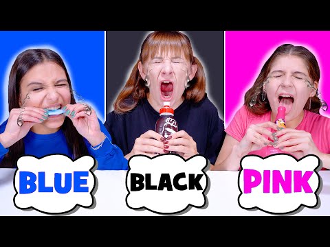 ASMR Pink VS Black VS Blue Food In One Color For 24 Hours by LiLiBu