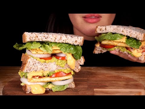 ASMR Grilled Tofu Sandwich With Avocado & Spicy Hummus (Mostly No Talking)