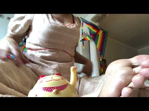 ASMR Feet relaxing with lucky kitty