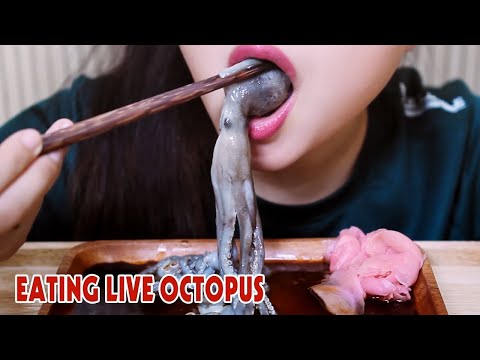 ASMR EATING RAW OCTOPUS EATING SOUNDS | LINH-ASMR
