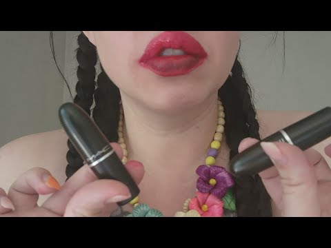 ASMR Trying on 50 Shades of Red Lipstick 💄