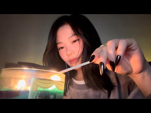 ASMR Candle tapping, Candle burning sounds🕯️🪵Crackling sounds
