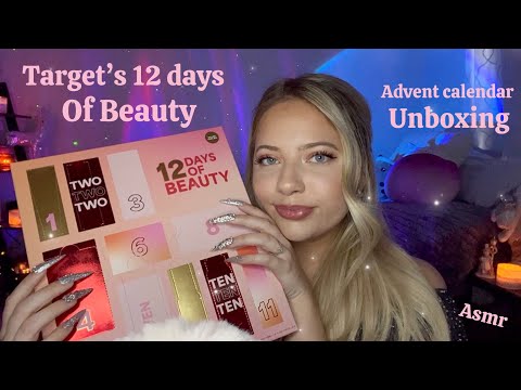Asmr Unboxing Target’s 12 Days of Beauty Advent Calendar 🎄 (tapping & scratching) ft. Dossier