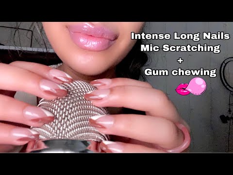 ASMR~ INTENSE Gum Chewing + Mic Scratching No Cover (NO Talking)