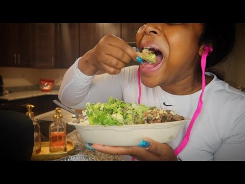 [ASMR] Chipotle Burrito Bowl | Extra Crunchy & Chewy Sounds Mukbang With Storytime| 🌯🌮