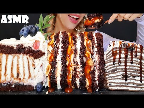 [ASMR] SNICKERS CHOCOLATE CAKE, CREPE CAKE, CAKE with CHEESE (Eating Sounds) Mukbang | Oli ASMR 먹방