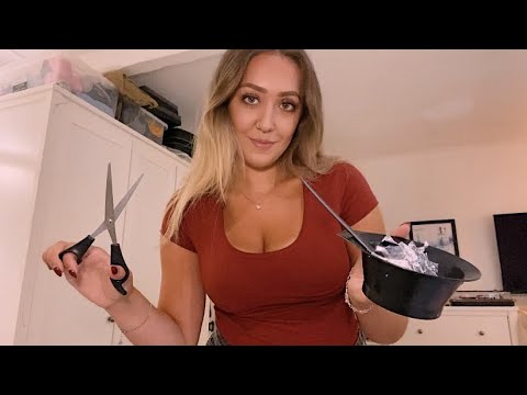 ASMR Giving You A Haircut Roleplay (Brushing, Foils, Highlights, Cutting and Styling) Mirror POV