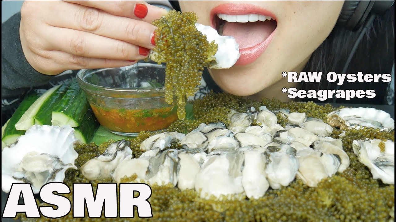 ASMR RAW Oysters + Seagrapes (EXTREME EATING SOUNDS) NO TALKING | SAS-ASMR