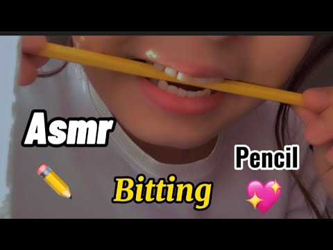 Asmr bitting pencil ✏️ And mouth sounds 💖😫 THE BEST TINGLE 😇🤣
