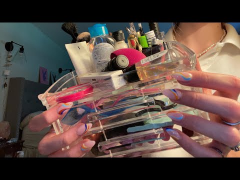 asmr lo-fi tapping/ scratching on things around my vanity (acrylic nails)💅