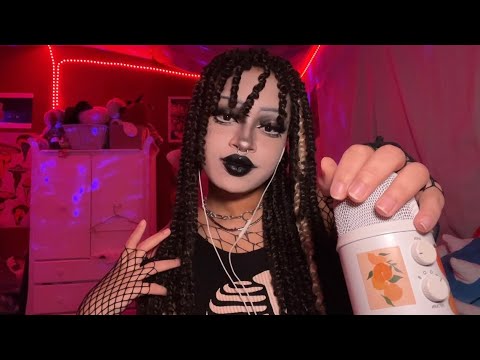 ASMR 🖤 Fishnet Scratching + Mouth Sounds Fast and Aggressive Tapping, Goth vibes