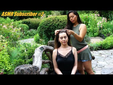 ASMR HAIRPLAY ON A BEAUTIFUL SUBBIE #2!! Long Hair Brushing, Gentle Massage, DOUBLE EPIC ENDING