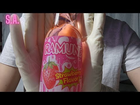 Asmr | Drinking Strawberry Ramune Soda & Taking Gloves Off N On (BURPS)