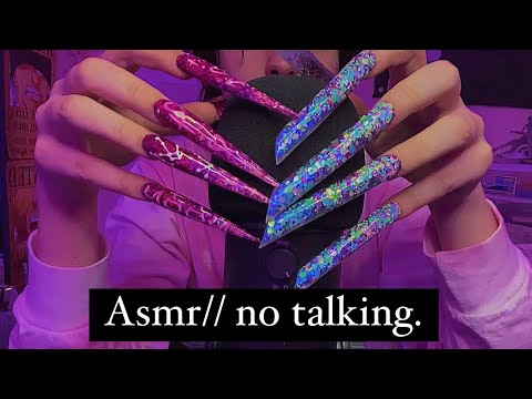 ASMR//no talking (long nail sounds, tapping, mic scratching)