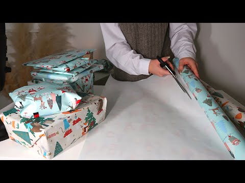 ASMR Wrapping Christmas Presents | Paper sounds, cutting