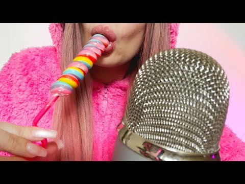 ASMR Sucking on a Rainbow Twirl Lollipop 🍭