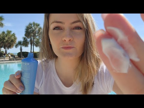 1 minute ASMR putting sunscreen on you at the beach ⛱️