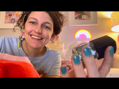 ASMR ~ 💅💤 cozy vibes! NAIL PAINTING &  GUM chewing whisper rambles 💤💅