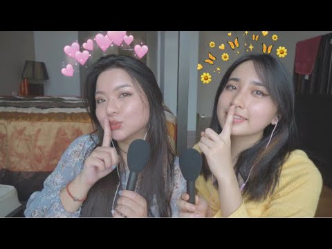 ASMR double inaudible whispers w/ cousin (wet mouth sounds) 👄👄