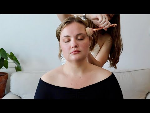 ASMR | Face, neck, & collarbone gentle touching with my best friend Tanzy 🌹(whisper)
