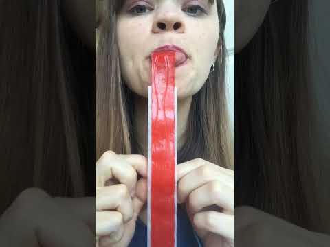 ASMR FRUIT by the foot frUIT roll up tasty cherry satisfying mouth chewing #shorts