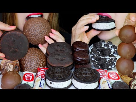 ASMR GIANT FERRERO ROCHER, OREO ICE CREAM, CHOCOLATE MARSHMALLOW, MOON PIE, BROWNIE CONE, KITKAT 먹방