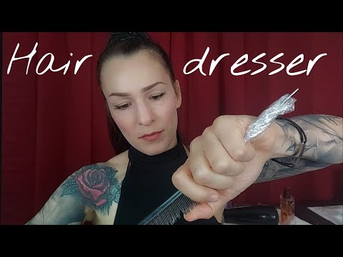 ASMR * Cut, Comb, Blow dry(off), Straightening, Dye your hair. Everything is wrapped up *no talking*