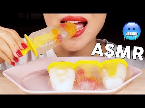 ASMR JELLY ICE POPS 젤리 아이스팝 (보석곤약, 코코넛젤리 나타드코코) 먹방 | MINEE EATS