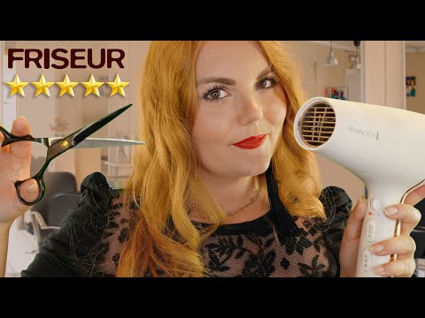 ASMR Deutsch Friseur: 100% realistische Sounds beim Waschen, Schneiden, Brushing & Fönen (Roleplay)