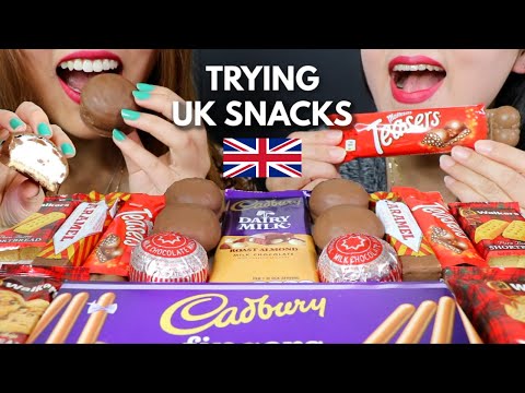ASMR TRYING UK SNACKS (Cadbury Chocolates, Cookies, Biscuits) 리얼사운드 먹방 | Kim&Liz ASMR
