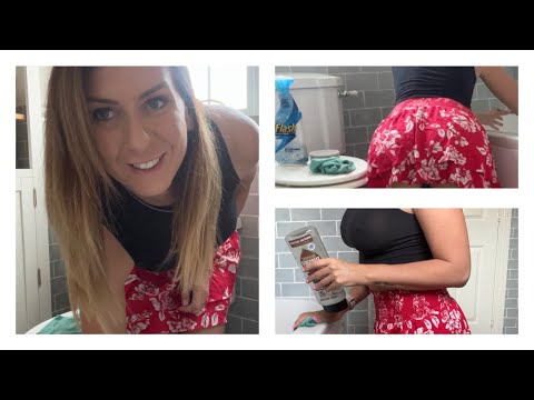 ASMR Cleaning and Scrubbing My Bathroom - Spraying, Scrubbing and Wiping Sounds