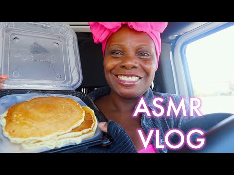 ASMR Vlog Dennys Butter Milk Pancakes | Driving Sounds | Taking Off Makeup