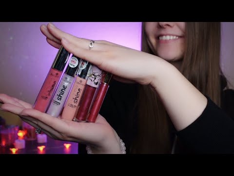 ASMR Lipgloss Plumping Sounds with my Lipgloss Collection (Pumping, Tapping, Whispering)