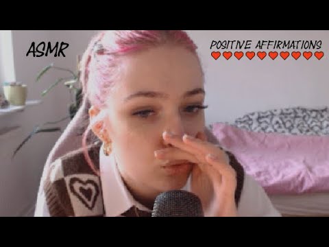 ASMR  Whispered Positive Affirmations & Hand Movements ( + Tongue Clicking, Mic Scratching)