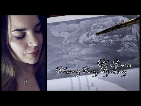 ASMR A Whispered Reading of the Raven | Page Flipping, Tracing, Whispering [Binaural]