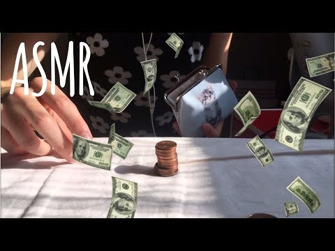 ASMR | Sorting coins + playing with the purse (fast tapping, crinkly sounds)