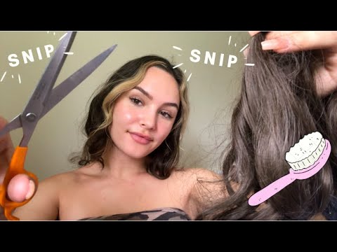 ASMR | Brushing & Cutting your Hair + Cozy Tingles
