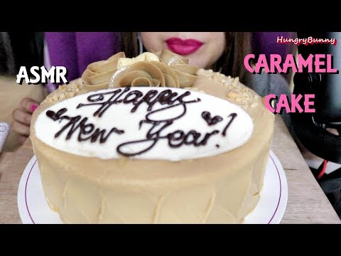 ASMR CARAMEL CAKE EATING SOUNDS
