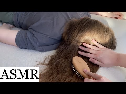 ASMR | Hair play while my sister takes a nap 💤 hair brushing, scratching, head massage, no talking
