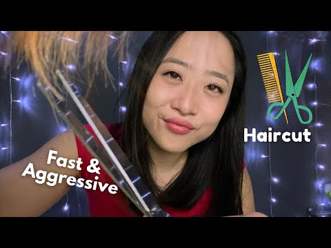 ASMR | Fast & Aggressive Haircut, Chopping Off All Your Hair