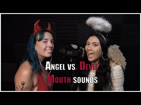 Angel Vs. Devil ASMR Ear Licking - Ft. Muna and Sasha ASMR - The ASMR Collection - Mouth ASMR