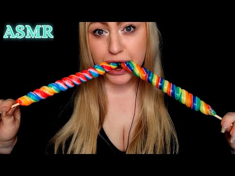 ASMR 2 HUGE 🌈🍭 rainbow lollipops ( Whispering )