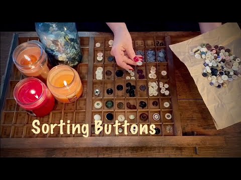 ASMR Serious Button Sorting (No talking) Paper crinkles/Wood sounds