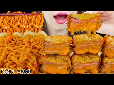 【ASMR】CHEESE MILLEFEUILLE BACON CUTLET& CHEESY FIRE NOODLE MUKBANG 먹방 EATING SOUNDS NO TALKING
