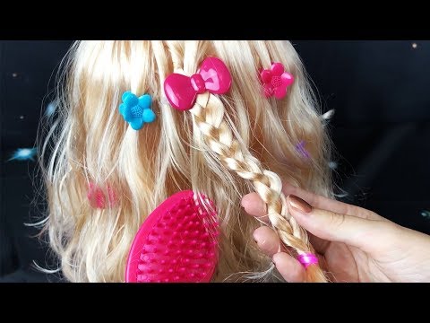 ASMR Hair Styling on Doll Head (Whispered, Hair Brushing)
