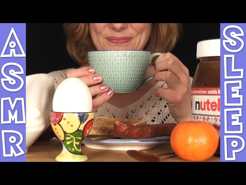ASMR breakfast eating / mukbang / fruit / nutella toast / cereal / egg / sausage / coffee