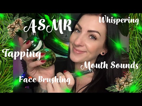 🎙️🟢💚ASMR Tapping All Things GREEN! Mouth Sounds - Face Brushing & LOTION SOUNDS💚🟢