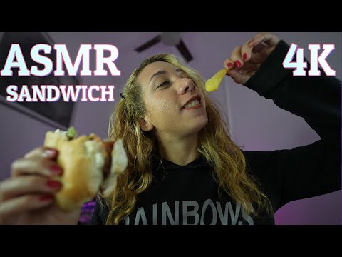 ASMR | EATING ROAST BEEF SANDIWCH AND FRENCH FRIES | 4K💎