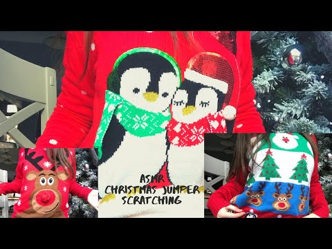 ASMR FABRIC SCRATCHING ON CHRISTMAS JUMPERS (No talking)