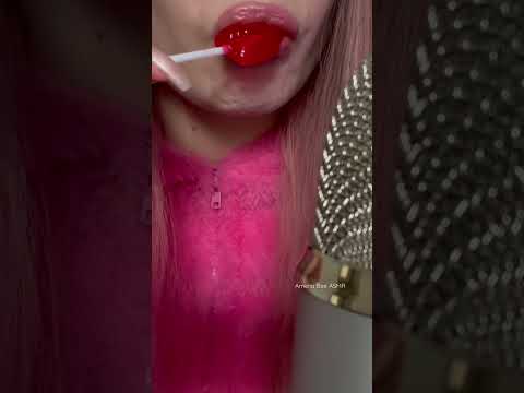 ASMR sucking emoji lollipop ❤️ #candyasmr #mouthsounds #asmr